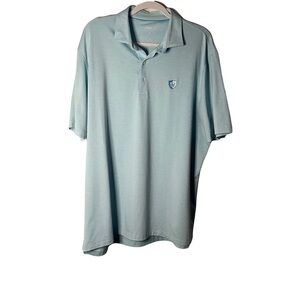 Johnnie-O Men's Blue Striped Polo Shirt Size XL Short Sleeve Stretch Golf Button